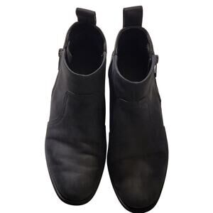 UGG Aureo II Waterproof Black Suede Ankle Booties Size 6 Side Zipper Wedge Heel
